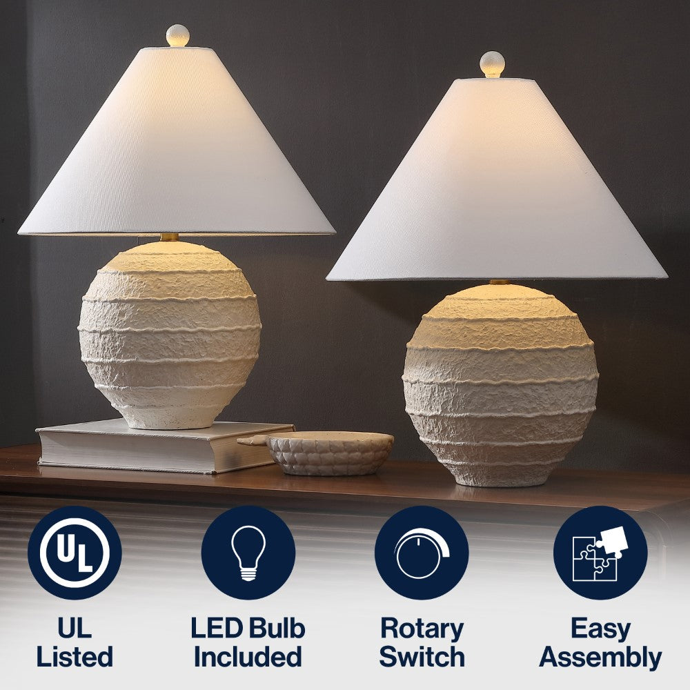 Elynt 21" Coastal Cottage Textured Resin/Metal Ridged LED Table Lamp