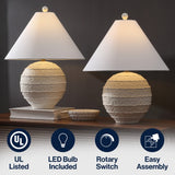 Elynt 21" Coastal Cottage Textured Resin/Metal Ridged LED Table Lamp