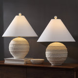 Elynt 21" Coastal Cottage Textured Resin/Metal Ridged LED Table Lamp