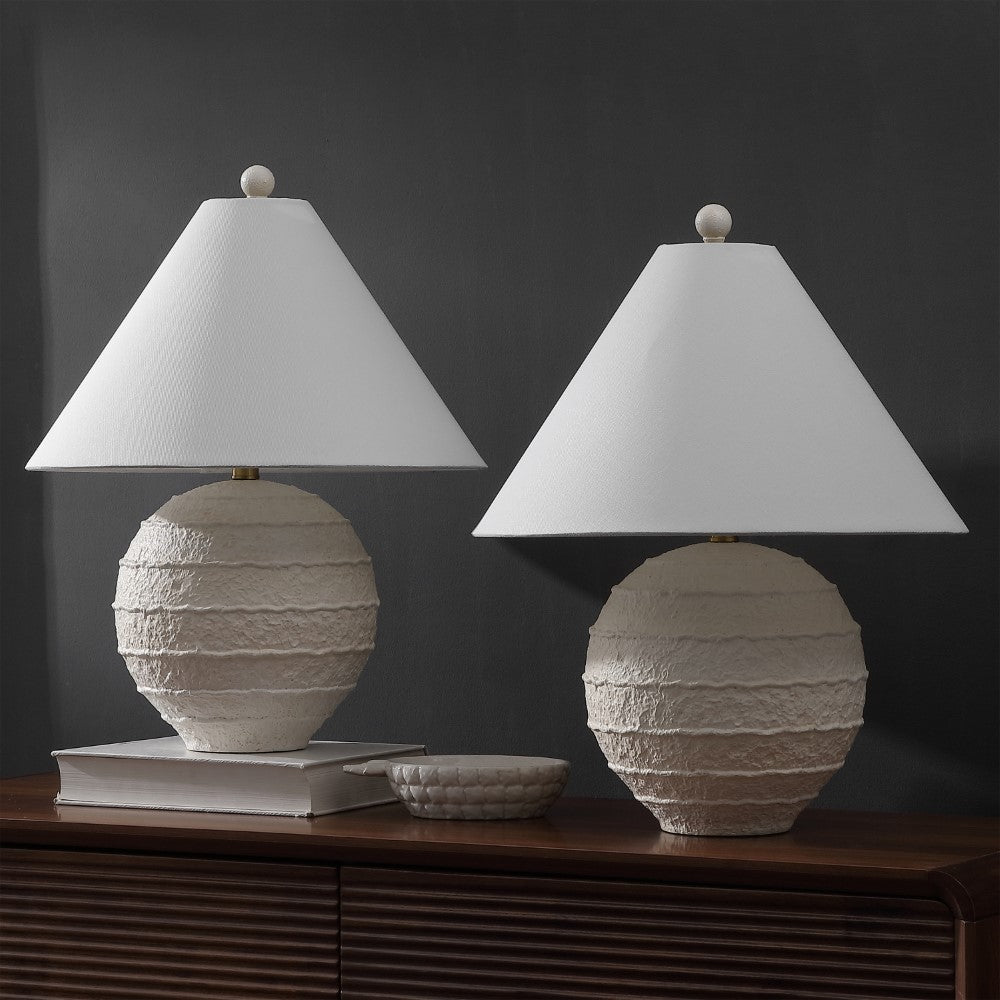 Elynt 21" Coastal Cottage Textured Resin/Metal Ridged LED Table Lamp