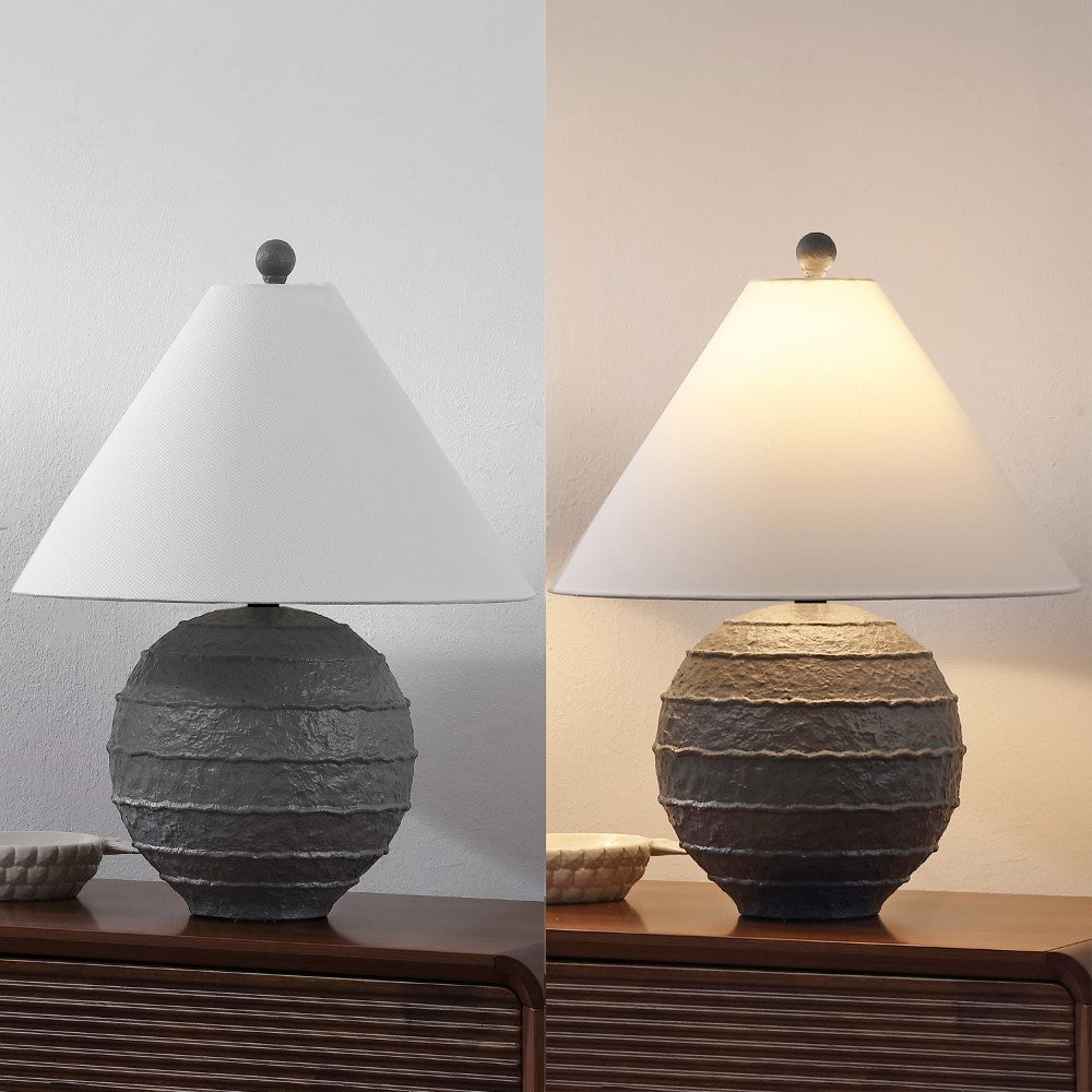 Elynt 21" Coastal Cottage Textured Resin/Metal Ridged LED Table Lamp