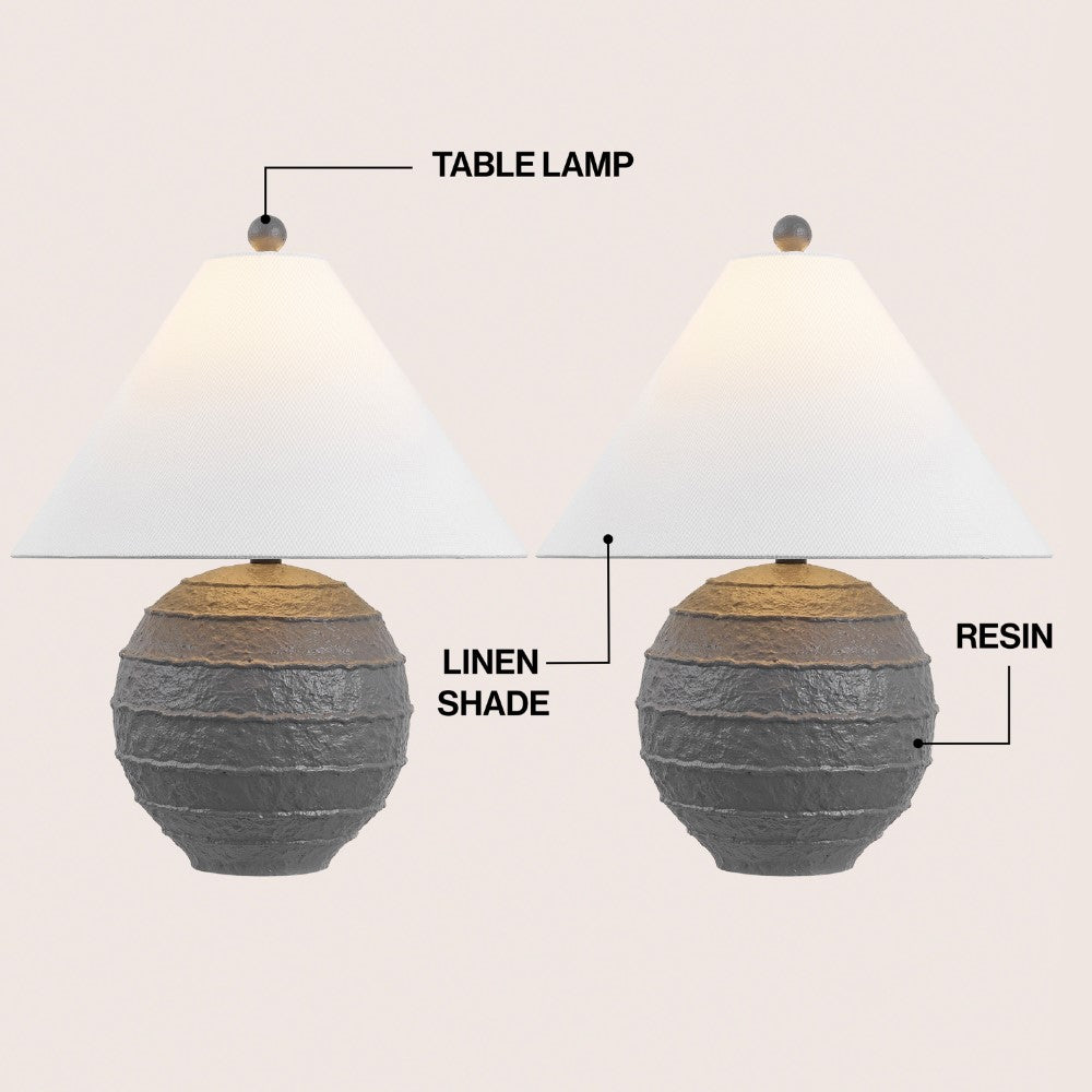 Elynt 21" Coastal Cottage Textured Resin/Metal Ridged LED Table Lamp