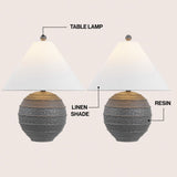 Elynt 21" Coastal Cottage Textured Resin/Metal Ridged LED Table Lamp