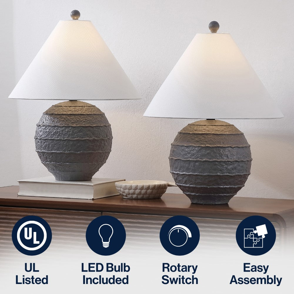 Elynt 21" Coastal Cottage Textured Resin/Metal Ridged LED Table Lamp