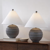 Elynt 21" Coastal Cottage Textured Resin/Metal Ridged LED Table Lamp