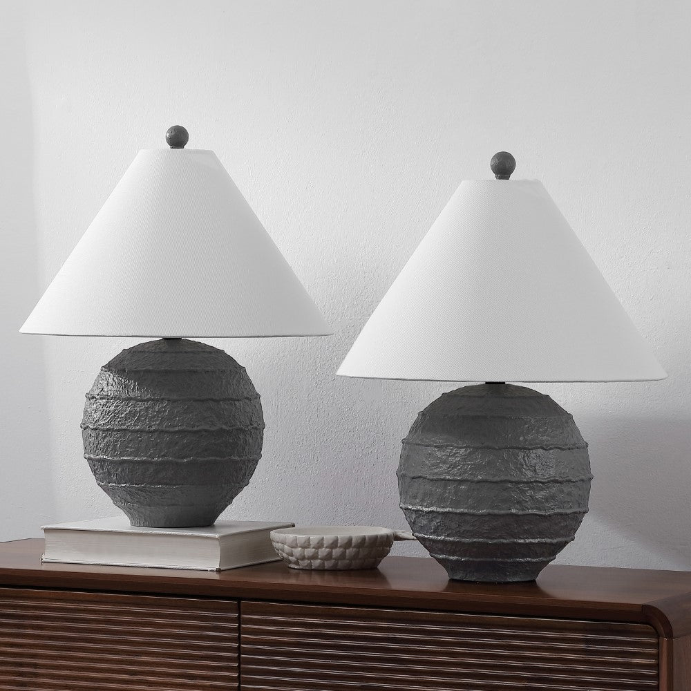 Elynt 21" Coastal Cottage Textured Resin/Metal Ridged LED Table Lamp