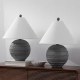 Elynt 21" Coastal Cottage Textured Resin/Metal Ridged LED Table Lamp