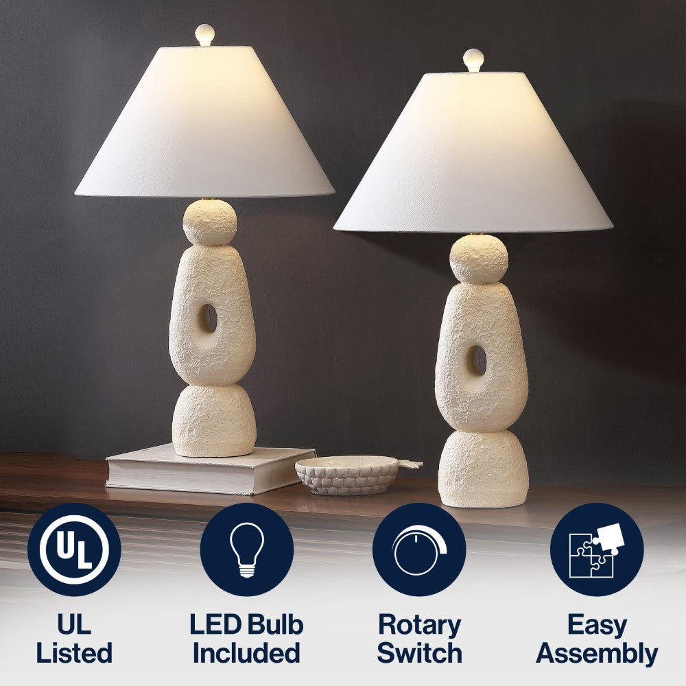 Trevolux 28" Organic Minimalist Textured Resin/Metal Stacked LED Table Lamp