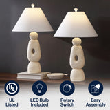 Trevolux 28" Organic Minimalist Textured Resin/Metal Stacked LED Table Lamp