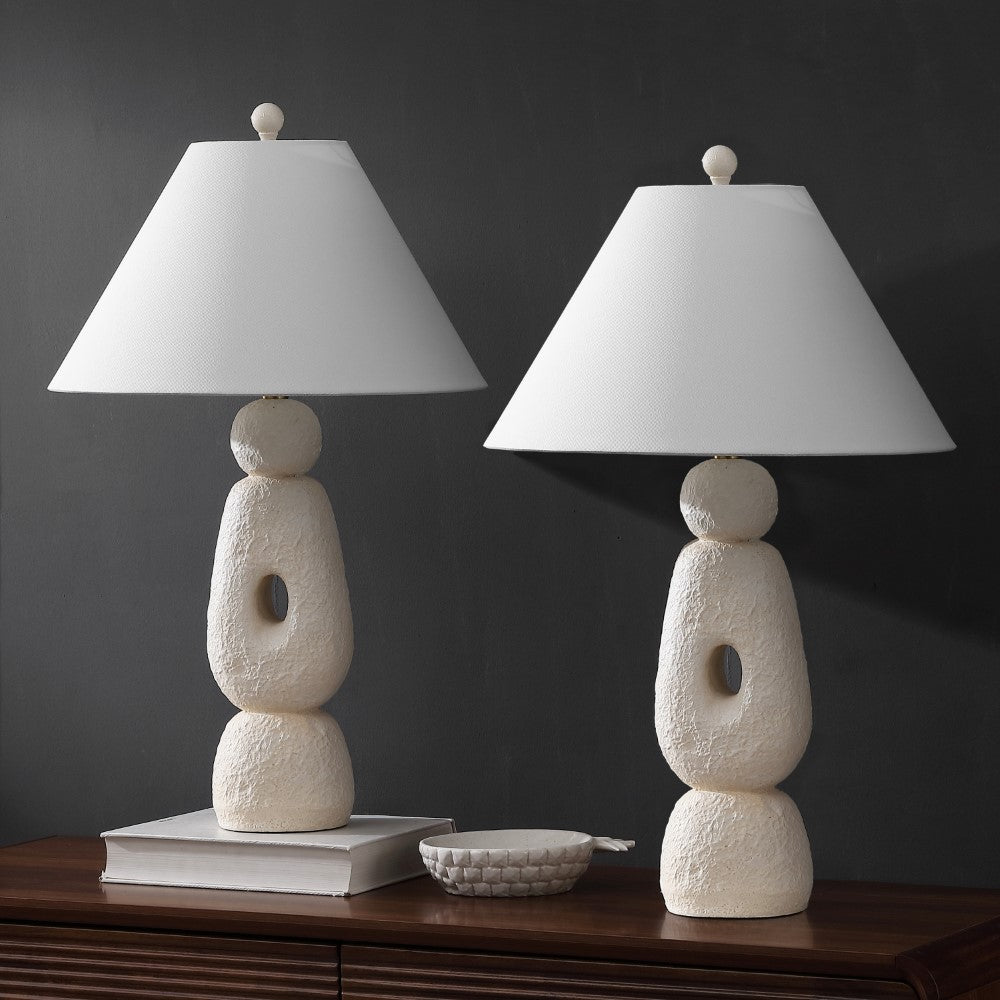 Trevolux 28" Organic Minimalist Textured Resin/Metal Stacked LED Table Lamp