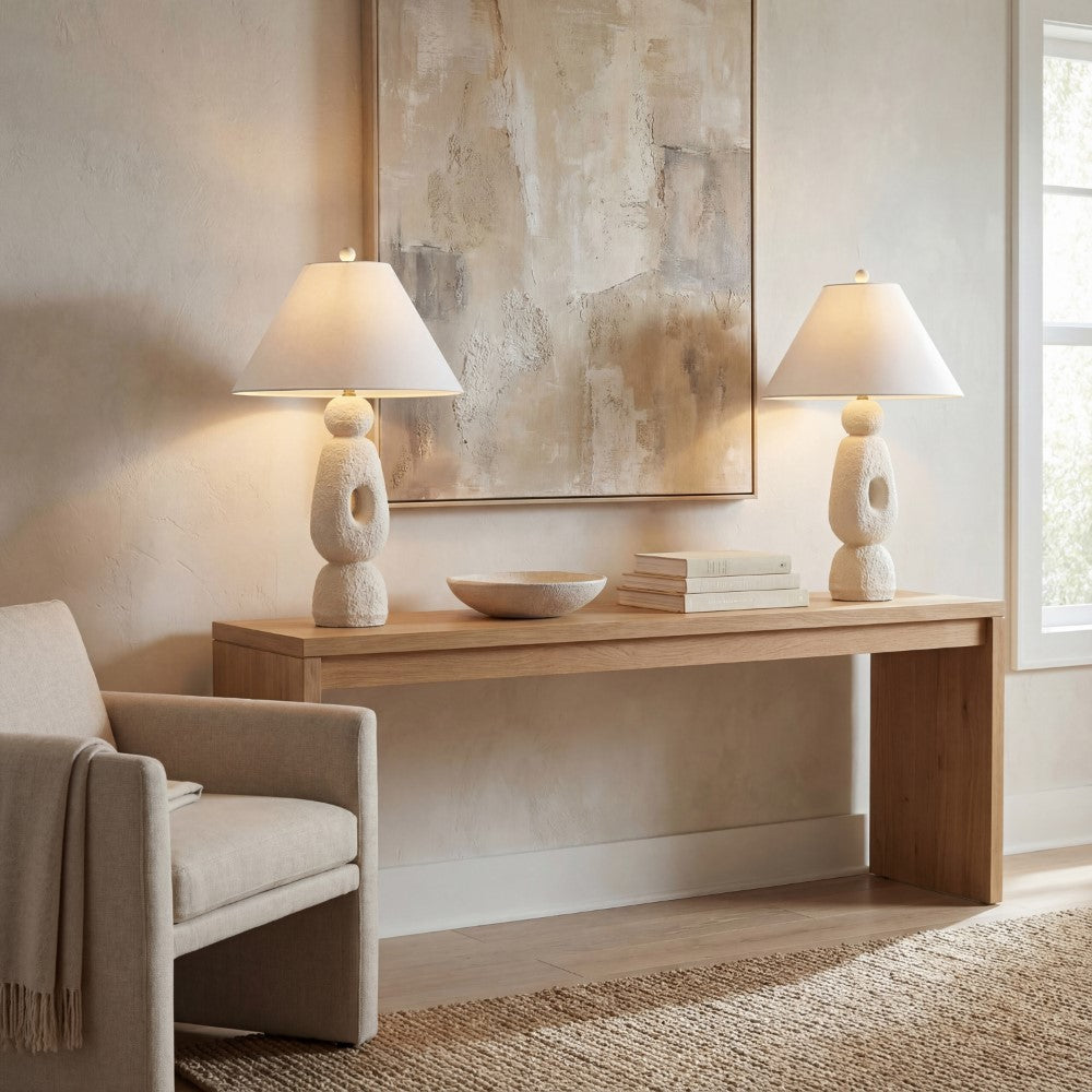 Trevolux 28" Organic Minimalist Textured Resin/Metal Stacked LED Table Lamp