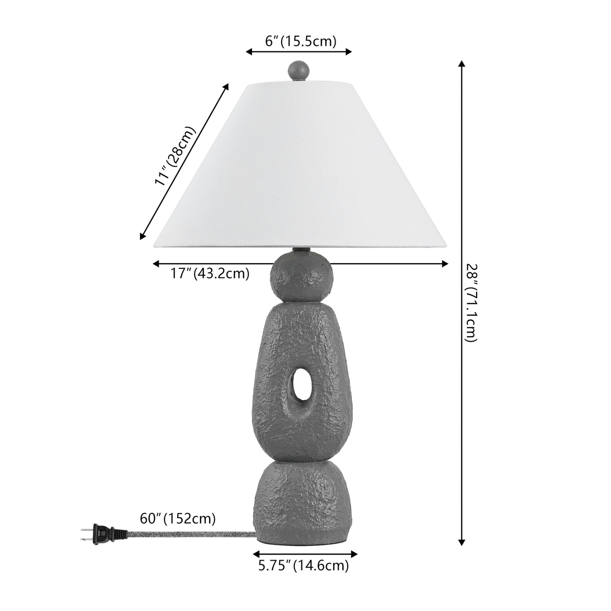Trevolux 28" Organic Minimalist Textured Resin/Metal Stacked LED Table Lamp