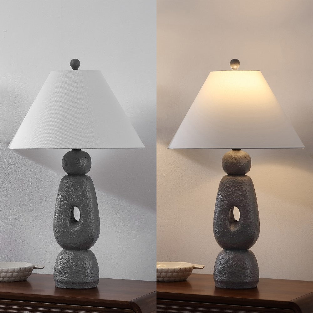 Trevolux 28" Organic Minimalist Textured Resin/Metal Stacked LED Table Lamp