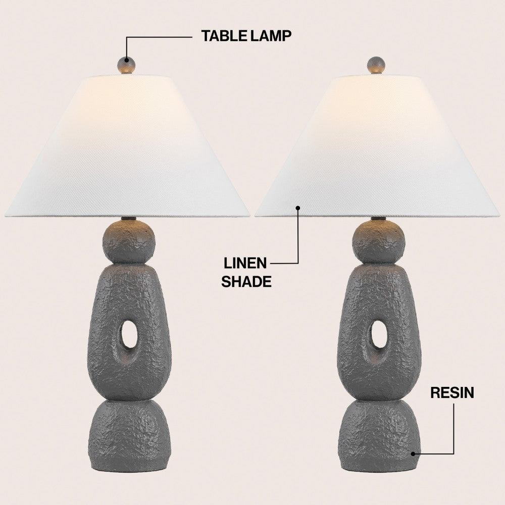 Trevolux 28" Organic Minimalist Textured Resin/Metal Stacked LED Table Lamp