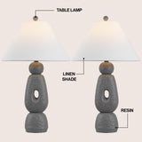 Trevolux 28" Organic Minimalist Textured Resin/Metal Stacked LED Table Lamp