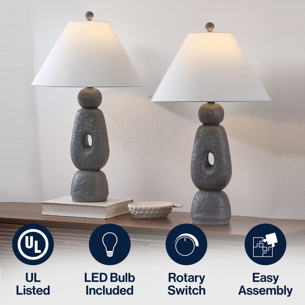 Trevolux 28" Organic Minimalist Textured Resin/Metal Stacked LED Table Lamp
