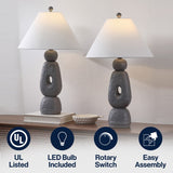 Trevolux 28" Organic Minimalist Textured Resin/Metal Stacked LED Table Lamp