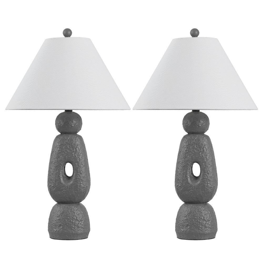 Trevolux 28" Organic Minimalist Textured Resin/Metal Stacked LED Table Lamp