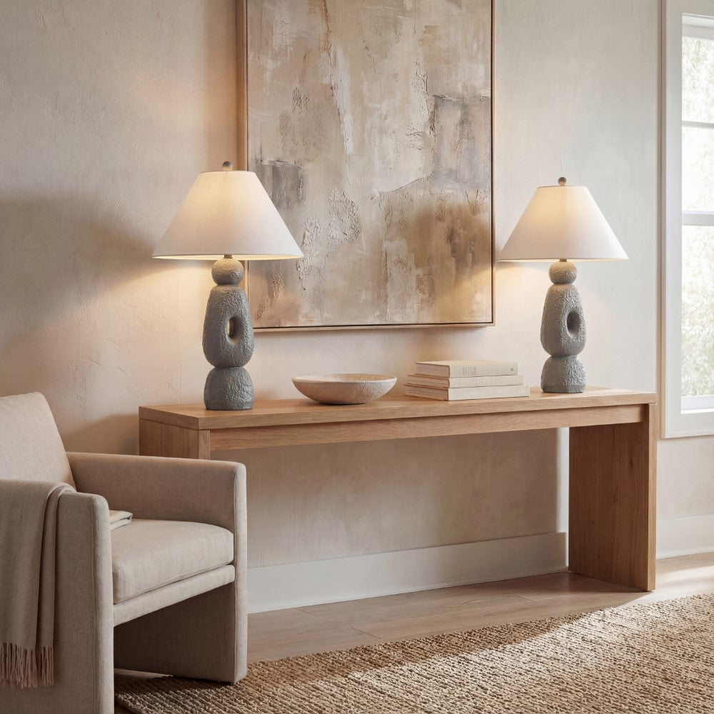 Trevolux 28" Organic Minimalist Textured Resin/Metal Stacked LED Table Lamp