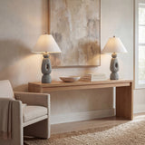 Trevolux 28" Organic Minimalist Textured Resin/Metal Stacked LED Table Lamp