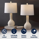 Voltely 24.75" Modern Scandinavian Textured Resin/Metal Gourd LED Table Lamp