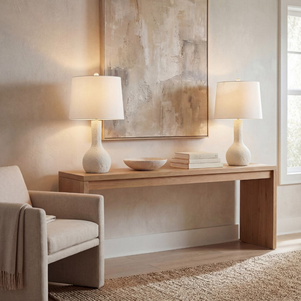 Voltely 24.75" Modern Scandinavian Textured Resin/Metal Gourd LED Table Lamp