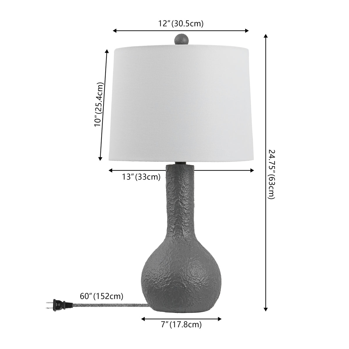 Voltely 24.75" Modern Scandinavian Textured Resin/Metal Gourd LED Table Lamp