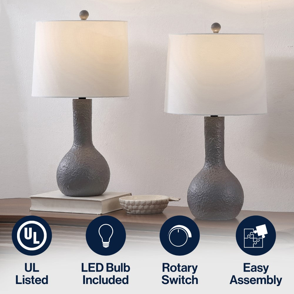 Voltely 24.75" Modern Scandinavian Textured Resin/Metal Gourd LED Table Lamp