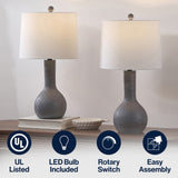 Voltely 24.75" Modern Scandinavian Textured Resin/Metal Gourd LED Table Lamp