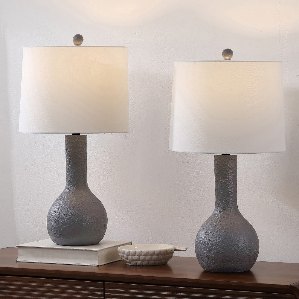 Voltely 24.75" Modern Scandinavian Textured Resin/Metal Gourd LED Table Lamp