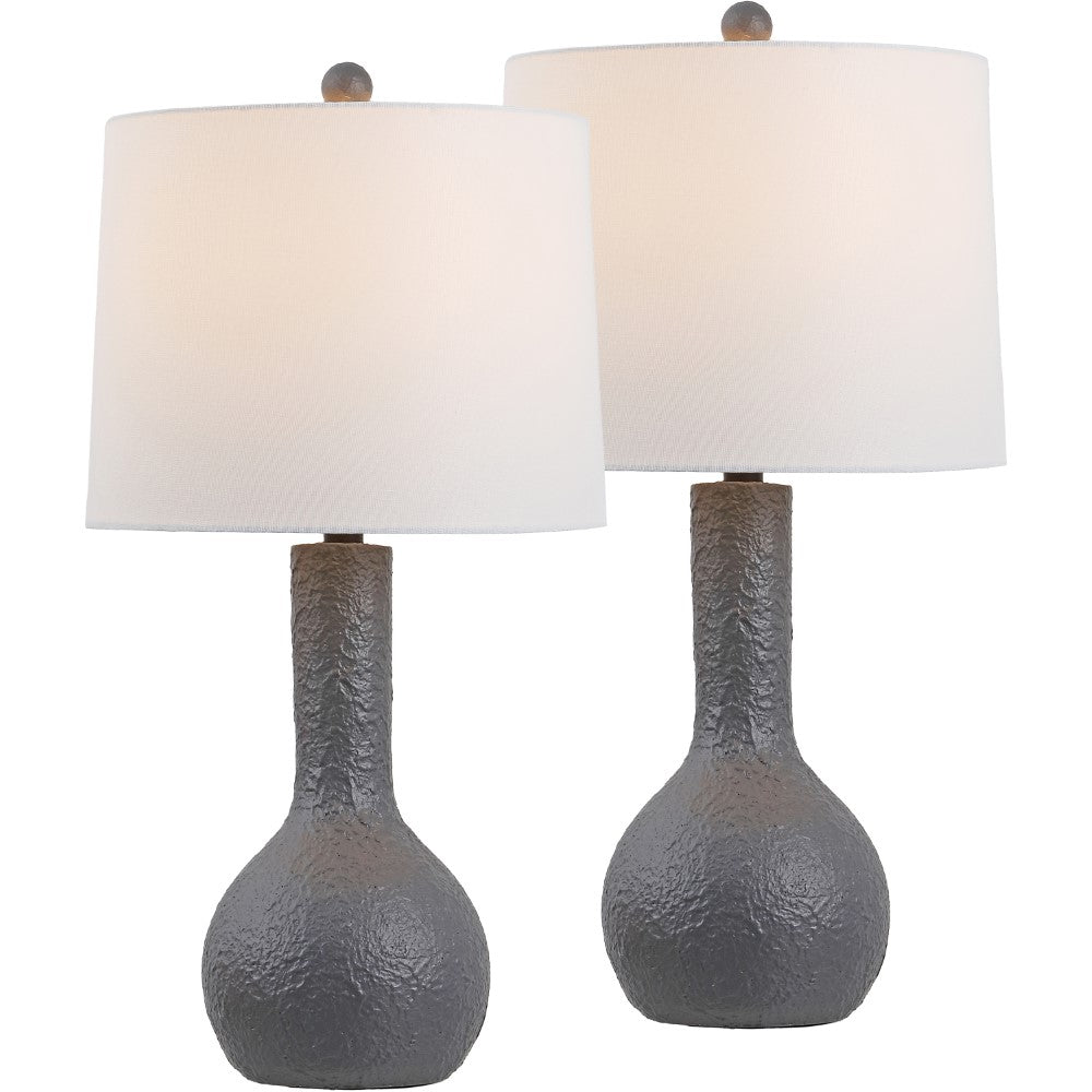 Voltely 24.75" Modern Scandinavian Textured Resin/Metal Gourd LED Table Lamp