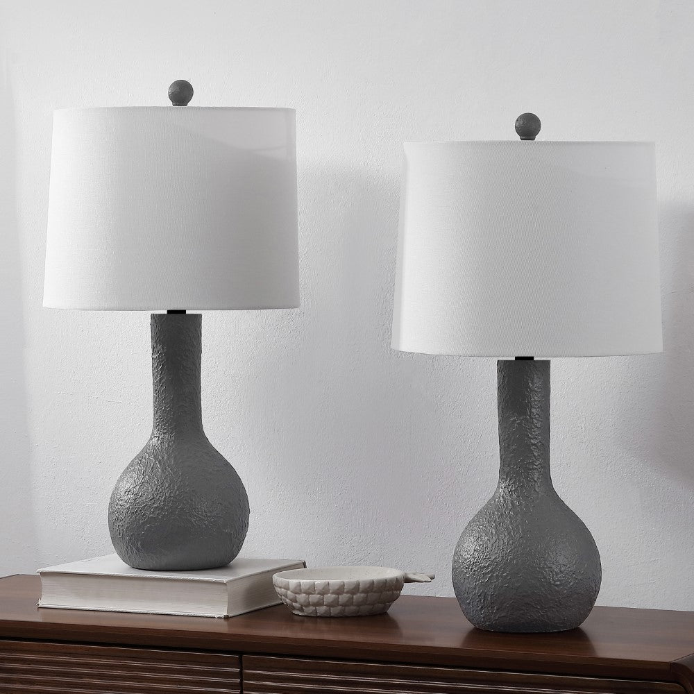 Voltely 24.75" Modern Scandinavian Textured Resin/Metal Gourd LED Table Lamp