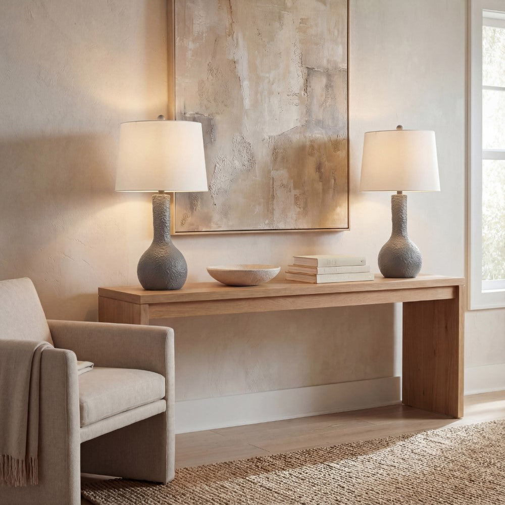Voltely 24.75" Modern Scandinavian Textured Resin/Metal Gourd LED Table Lamp