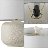 Nexely 20" Coastal Farmhouse Textured Resin/Metal Rounded Barrel LED Table Lamp