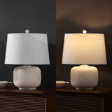 Nexely 20" Coastal Farmhouse Textured Resin/Metal Rounded Barrel LED Table Lamp