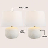 Nexely 20" Coastal Farmhouse Textured Resin/Metal Rounded Barrel LED Table Lamp