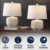 Nexely 20" Coastal Farmhouse Textured Resin/Metal Rounded Barrel LED Table Lamp