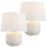 Nexely 20" Coastal Farmhouse Textured Resin/Metal Rounded Barrel LED Table Lamp