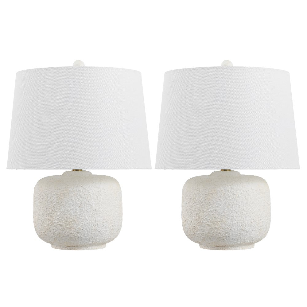 Nexely 20" Coastal Farmhouse Textured Resin/Metal Rounded Barrel LED Table Lamp