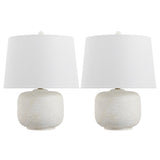 Nexely 20" Coastal Farmhouse Textured Resin/Metal Rounded Barrel LED Table Lamp
