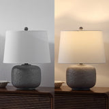 Nexely 20" Coastal Farmhouse Textured Resin/Metal Rounded Barrel LED Table Lamp