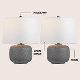Nexely 20" Coastal Farmhouse Textured Resin/Metal Rounded Barrel LED Table Lamp