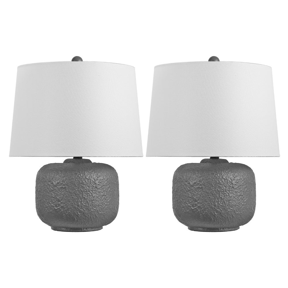 Nexely 20" Coastal Farmhouse Textured Resin/Metal Rounded Barrel LED Table Lamp