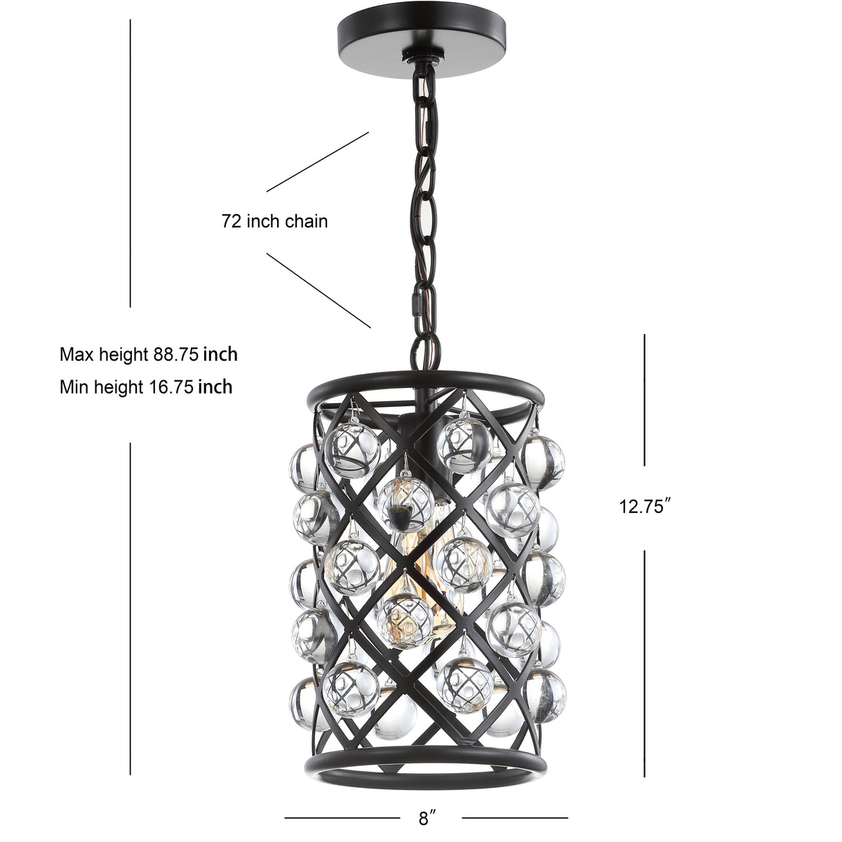Formentera 8" Metal/Crystal LED Pendant