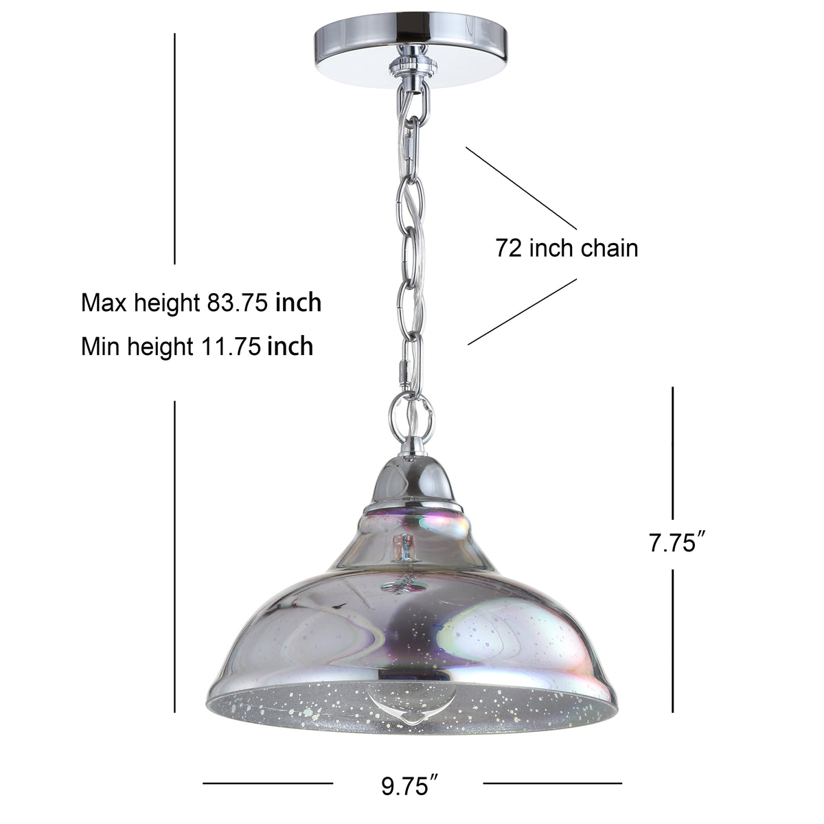 Grouse 9.75" Adjustable 3D Color Burst Glass/Metal Pendant