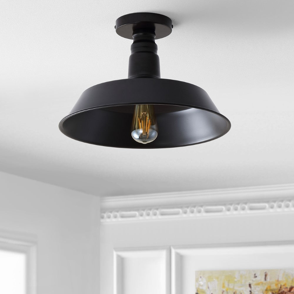 Yasu Classic Industrial Indoor/Outdoor Iron LED Semi Flush Mount
