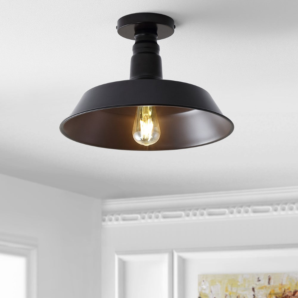 Yasu Classic Industrial Indoor/Outdoor Iron LED Semi Flush Mount