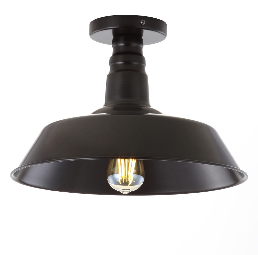 Yasu Classic Industrial Indoor/Outdoor Iron LED Semi Flush Mount