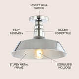 Yasu Classic Industrial Indoor/Outdoor Iron LED Semi Flush Mount
