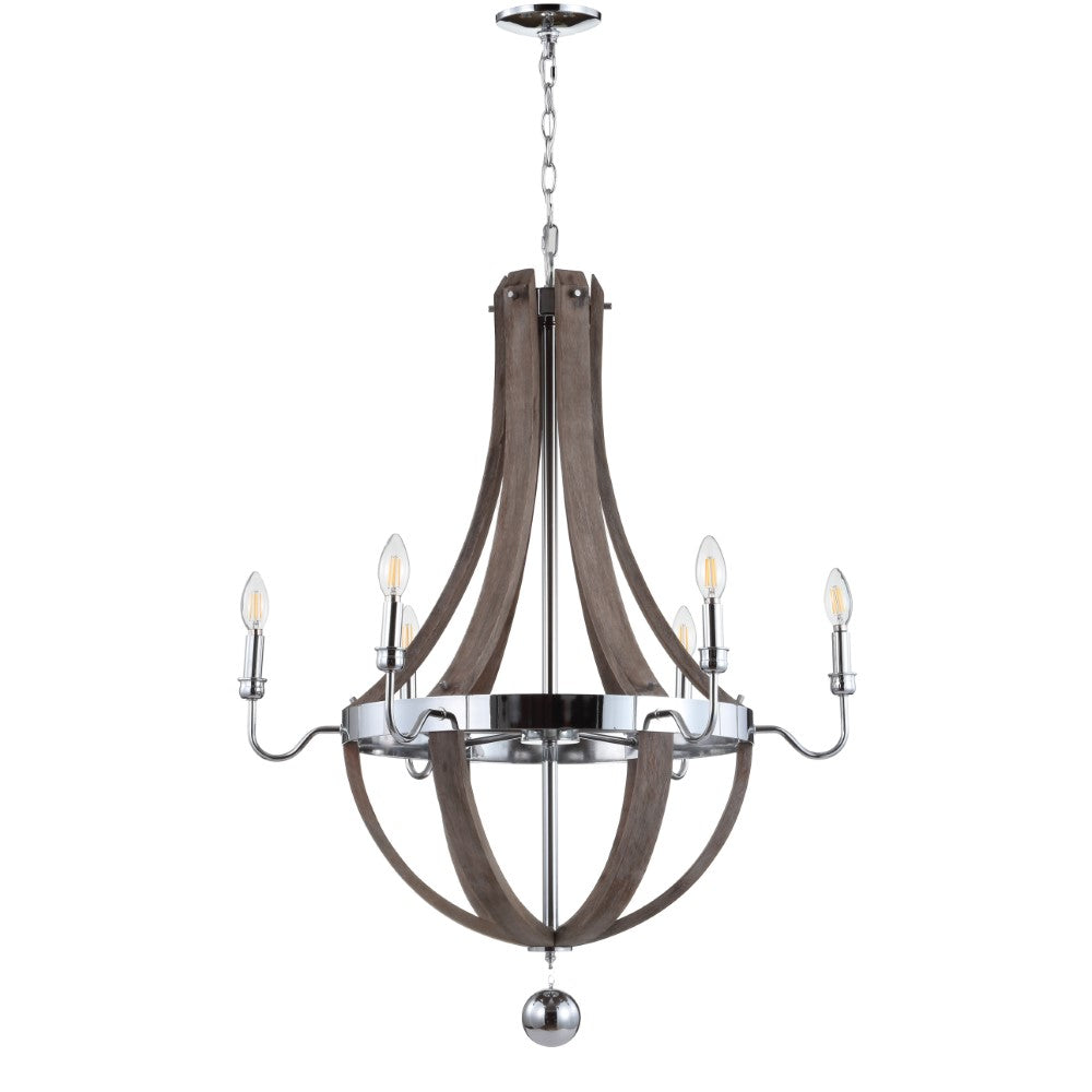 Kiwi 30" Wood/Metal Adjustable LED Chandelier
